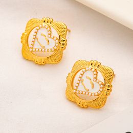 Fashion Stud Stainless Steel Inlaid Crystal Earring Charm Men Women Gold Plated Silver Pearl Eardrop Loop Designer Brand Letter Wedding Jewelry Wholesale