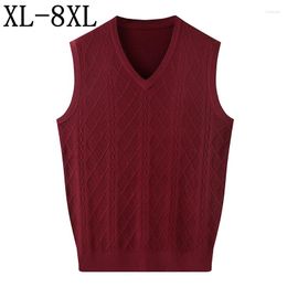 Men's Sweaters 7XL 6XL 8XL Fall Winter Casual Vest Sweater Top Quality Wool Sleeveless Knitted Men Loose Mens Pullovers