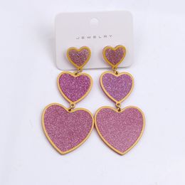 Top Asymmetric Love Heart Stud Earrings Design Sense Earrings Simple Fashion Personality Three-in-One Heart Earrings Ear Rings Women