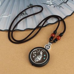 Pendant Necklaces Vintage Handmade Lotus Ebony Thangka Pendants & Gourd Peacock Nepal Necklace Women Men Lucky Jewellery