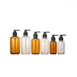 Lagerflaschen 100 ml 200 ml 300 ml Verpackung brauner klarer Plastikflaschen Schwarz Lotion Press Pumpe Tragbare nachfüllbare kosmetische Behälter