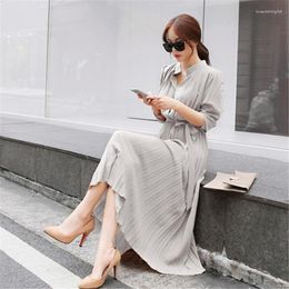 Casual Dresses 2023 Ukraine Dress Vestidos Mujer Women Maxi Longo Size Office Sweater Elegant Temperament Single-breasted Waist