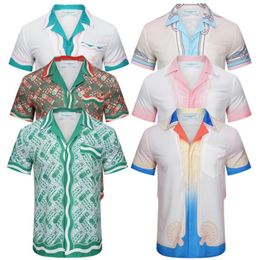 Men Casablanca Shirts Fashion couple printing Designer T-shirt Casual Shirts Slim Fit Short Sleeve Dress Shirt282W