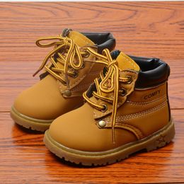 Boots Eu21-30 Fashion Children Mustard Short Boots Toddler Boys Ankle Boots Girls Shoes Kids Boots 230821