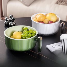 Storage Bottles Household Double-layer Drainage Basket Plastic Fruit And Vegetable Cleaning Basin With Foldable Peeler