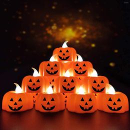 Party Decoration 24Pcs 3D Pumpkin Flameless Candles LED Unscented Warm White Flickering For Halloween Thanksgivings Supplies