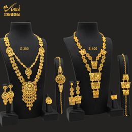 Earrings Necklace ANIID Indian 24K Gold Plated Necklace Set Nigerian Party Bridal Wedding Ethiopian Luxury Dubai Jewellery Wholesale Gifts 230818