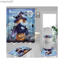 Shower Curtains Halloween Shower Curtain With Non Slip Rug Mat Bathroom Curtains Waterproof Polyester Bathroom Curtain With Fashion R230821