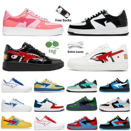 Top Sk8 Sta Designer Casual Shoes sk8 sta Women Men Sneakers Pantent Leather Black White Sharks Color Camo Combo Pink ABC Camos Blue Jogging Walking Original Trainers