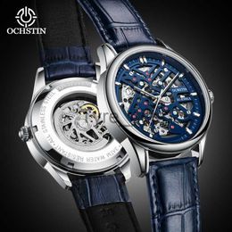 Other wearable devices OCHSTIN Skeleton Man Wristwatch Automatic Mechanical Male Clock Top Brand Luxury Sport Military Genuine Leather Men Watch 6020 x0821