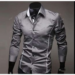2023 Mens Fashion Stylish Casual Designer Dress Shirt Muscle Fit Shirts 3 Colours 5 Sizes