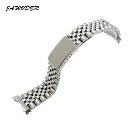JAWODER Watchband Men Women13 17 20mm Pure Solid Stainless Steel Polishing Brushed Watch Band Strap Deployment Buckle Bracelets fo282h
