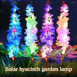 Solar Hyacinth Flower Lamp Outdoor Simulation Violet Lights Decorative Of Courtyard Waterproofing Mounted Lantern Floor X0K3