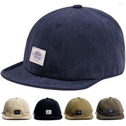 Ball Caps Short Brim Baseball Cap Cotton Dad Hat Adjustable Flat Bill Snapback Low Profile Outdoor Sport Plain Sun