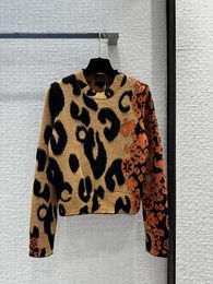 Women's Sweaters Customised Leopard Print Versatile Round Neck Mohair Cashmere Sweater