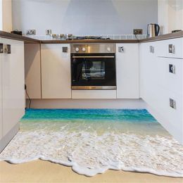 Wall Stickers Sea Beach 3D Floor Decorative Sticker For Household Entrance Kitchen Bathroom