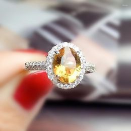 Cluster Rings Per Jewelry Oval Style Ring Natural Real Citrine Or Garnet 8 10mm 2.4ct Gemstone 925 Sterling Silver T206127