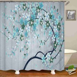 Shower Curtains 3D beautiful flower tree printed bathroom curtain polyester waterproof with home decoration shower curtain bathroom screen R230821