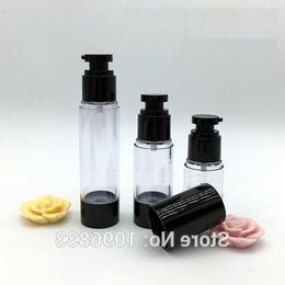 15G 30G 50G Black Airless Bottle with Flat Pump, Cosmetic Serum Lotion Gel Packaging Bottle, Plastic Vacumm 20pcs/Lot Bbgrn