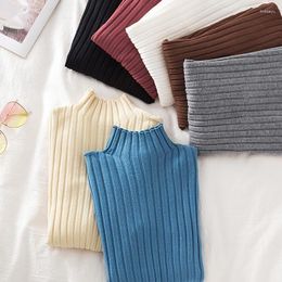 Women's Sweaters Y2K Pullover Ribbed Knitted Sweater Autumn Winter Clothes Women 2023 High Neck Long Sleeve Slim Basic Woman Tops