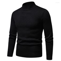 Men's Sweaters 2023 Mens High Collar Casual Sweater Autumn Winter Solid Color Tee Shirt Bottoming Black