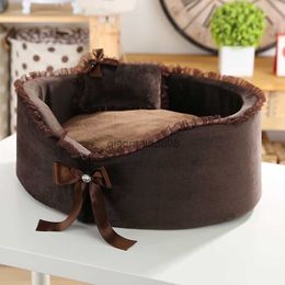 Other Pet Supplies Round Dog Bed House Sofa Cat Bed Pet Bed Kennel For Small Dogs Cat Mat Nest Lace With s Fashion Elegant Design S M HKD230821