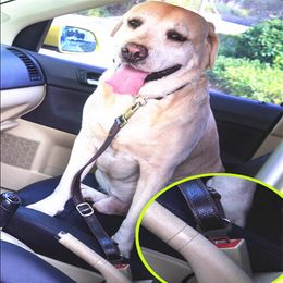 Dog Collars Car Safety Seat Large Belt Leads Pet Leash Original Leather Travel Vehicle Restraint Harness Auto Traction Rope For Big Dogs