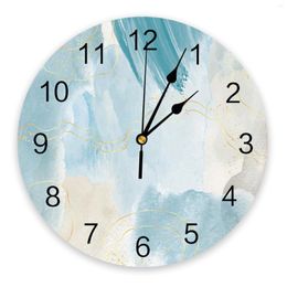 Wall Clocks Marble Line Gold Gradient Overlap Blue Large Clock Dinning Restaurant Cafe Decor Round Silent Home Decoration