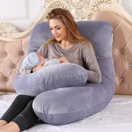 Maternity Pillows 140x80cm Soft Pregnant Pillow Gravida U Type Lumbar Pillow Multi Function Side Protect Cushion for Pregnancy Women Drop 230821