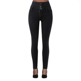 Women's Jeans Denim For Women Temperament Sexy High-Waisted Slim-Fit Stretch Four-Button Zppered Daily Life Pants