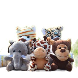 Plush Keychains Wholesale 20pcs/lot 10cm cute animal Zoo Elephant Lion Tiger Monkey plush toys Keychain Pendants party gifts 10 styles 230818