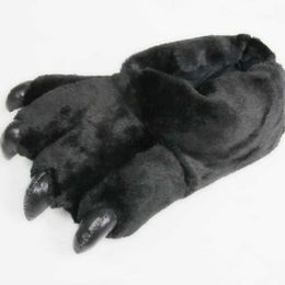 Slippers Black Animal Paw Bigfoot Shoes Male Designer Bear Claw Furry Slippers Fashion Sliders for Men Plush Indoor Slippers for Husband HKD230821