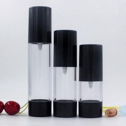airless spray bottle lotion bottle ,empty 15ml 30ml 50ml transparent body black pump & lid /bottom Cosmetic Container F546 Gdrja Ektjg