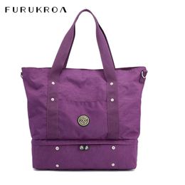 Bags Fashion Nylon Traveling Bags Women Carry On Fitness Travel Tote Shoulder Bag Waterproof Large Capacity Weekend Hand Bag XA644WB