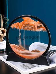 Other Home Decor 5712inch Moving Sand Art Picture Round Glass 3D Deep Sea Sandscape In Motion Display Flowing Sand Frame Sand Painting x0821