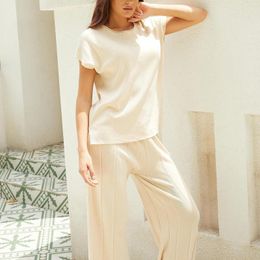 Women's Two Piece Pants Sweater Set Round Neck Solid Colour Knit Short Sleeve Top Winter Gear Women Pearl Suit Sexy Wedding Guest Dress