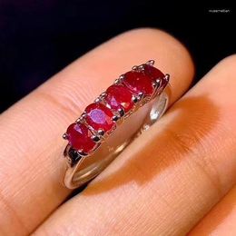 Cluster Rings CoLife Jewellery Natural Ruby Silver Ring For Daily Wear 3mm 4mm 925 Gift Girl