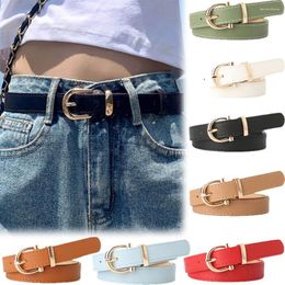 Belts Fashion Leather For Women Simple Metal Pin Buckle Girls Thin Belt Denim Jeans Dress Skirt Retro Waistband