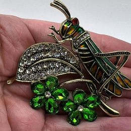 Brooches Fashion Grasshopper Locust Dripping Glaze Brooch Creative Insect Bug Pins Coat Accessories Collar Animal Enamel Pin Corsage