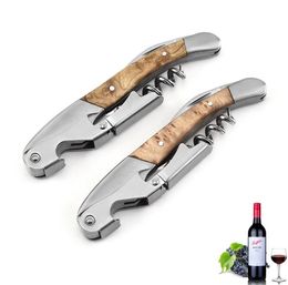 Openers Wood Handle Professional Wine Opener Mtifunction Portable Screw Corkscrew Bottle Cook Tools SN5267