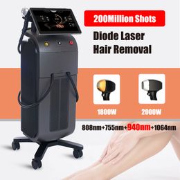 New 808nm Diode Laser Hair Removal Machine 808 755 1064 Skin Rejuvenation Fast for all Skin Colours 200million Shots OEM LOGO