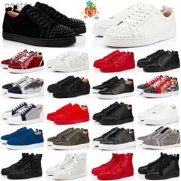 With Box Loubutins Christians Red-Bottomes Loafers designer shoes low sneakers black white rivet cut leather splike vintage glitter platform flat men women highs