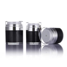 15 30 50g Black Pearl White Acrylic Airless Jar Round Cosmetic Cream Jar Pump Cosmetic Bottle Qggbp