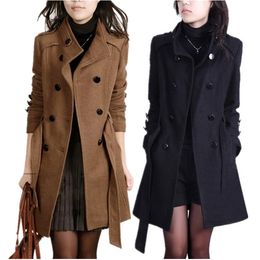 Womens Wool Blends Woollen coat for women in autumn and winter Woollen slim fitting medium length windbreaker 230818