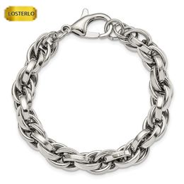 Charm Bracelets Handmade Thick Silver Color Bracelet for Men Quality Stainless Steel Jewelry Accessories Classic Gifts Boyfriend Dad 230821