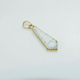 Pendant Necklaces White Howlite Chakra Stone Arrowhead For Necklace Female 2023 Long Natural Jewellery Gem Stones 24k Gold Plated Raw Sword