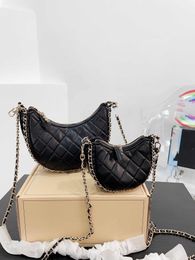 2023 New Half Moon Bag Small Lambskin Crossbody Bag Gold Chain Pendant Women Handbag Shoulder Bags 20cm 13cm