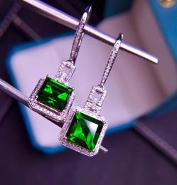 Dangle Earrings E320 Fine Jewellery 18K White Gold Natural 6ct Green Tourmaline Gemstones Brazil Origin Drop For Women