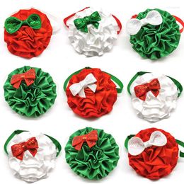 Dog Apparel 50/100pcs Christmas Design Middle Bow Ties Flower Collar Tie For Holiday Party Dogs Grooming Products Pet Supplies