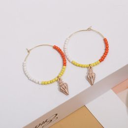 Hoop Earrings Fashion Rice Beads Personalized Exaggerated Conch Bohemian Beach Jewelry Accessories